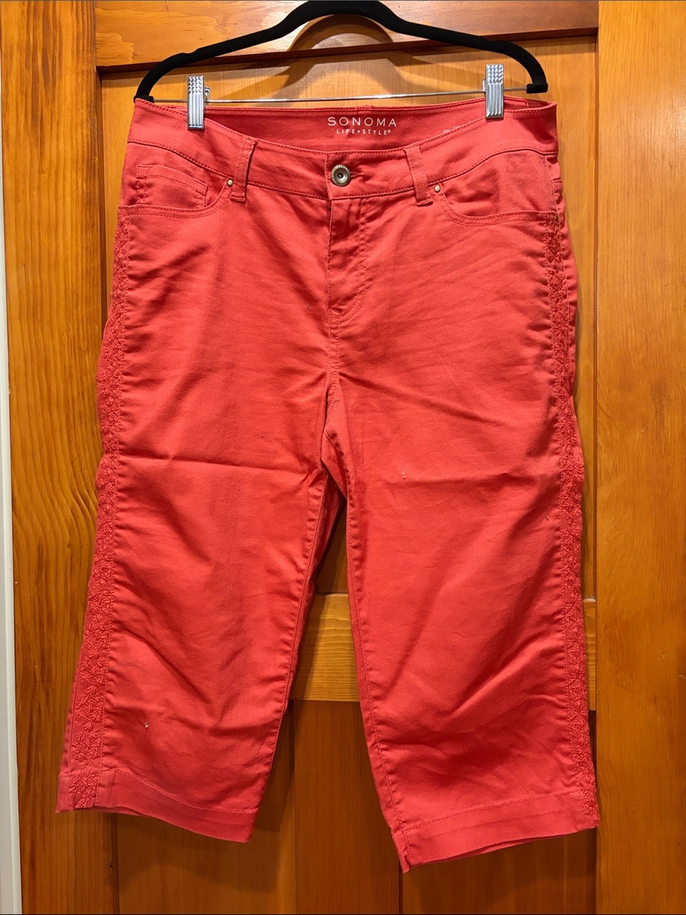 SONOMA Coral Cropped Capris with Braided Side Detail